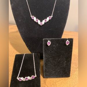 Klara Purple Necklace, Bracelet, Earrings Set, New In Box